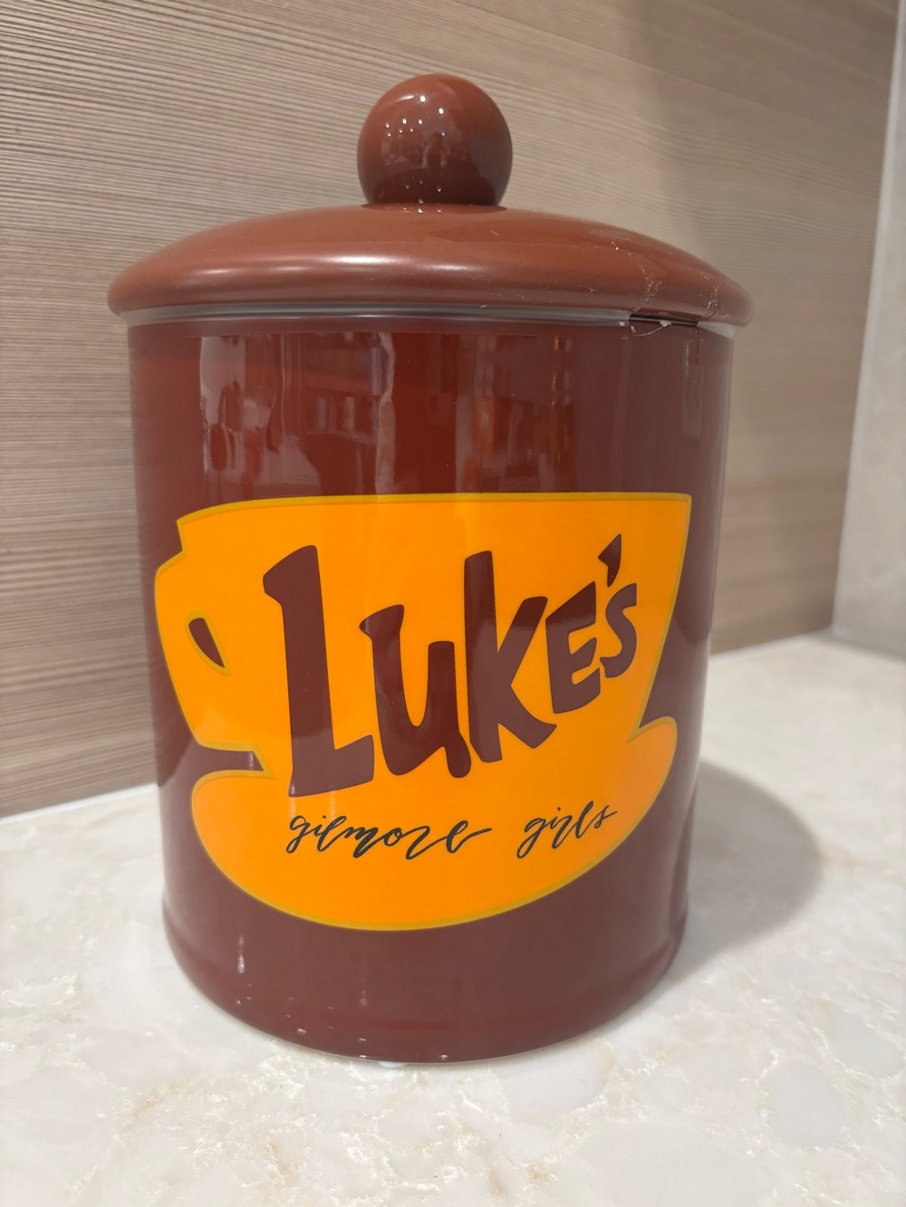 NWT Gilmore Girls Luke’s Diner Ceramic Coffee Canister - Brown